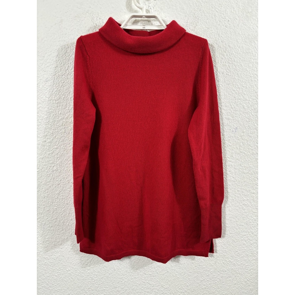 Talbots Sweater Womens Small Red Pure Cashmere‎ Mock Neck Pullover Long Sleeve
